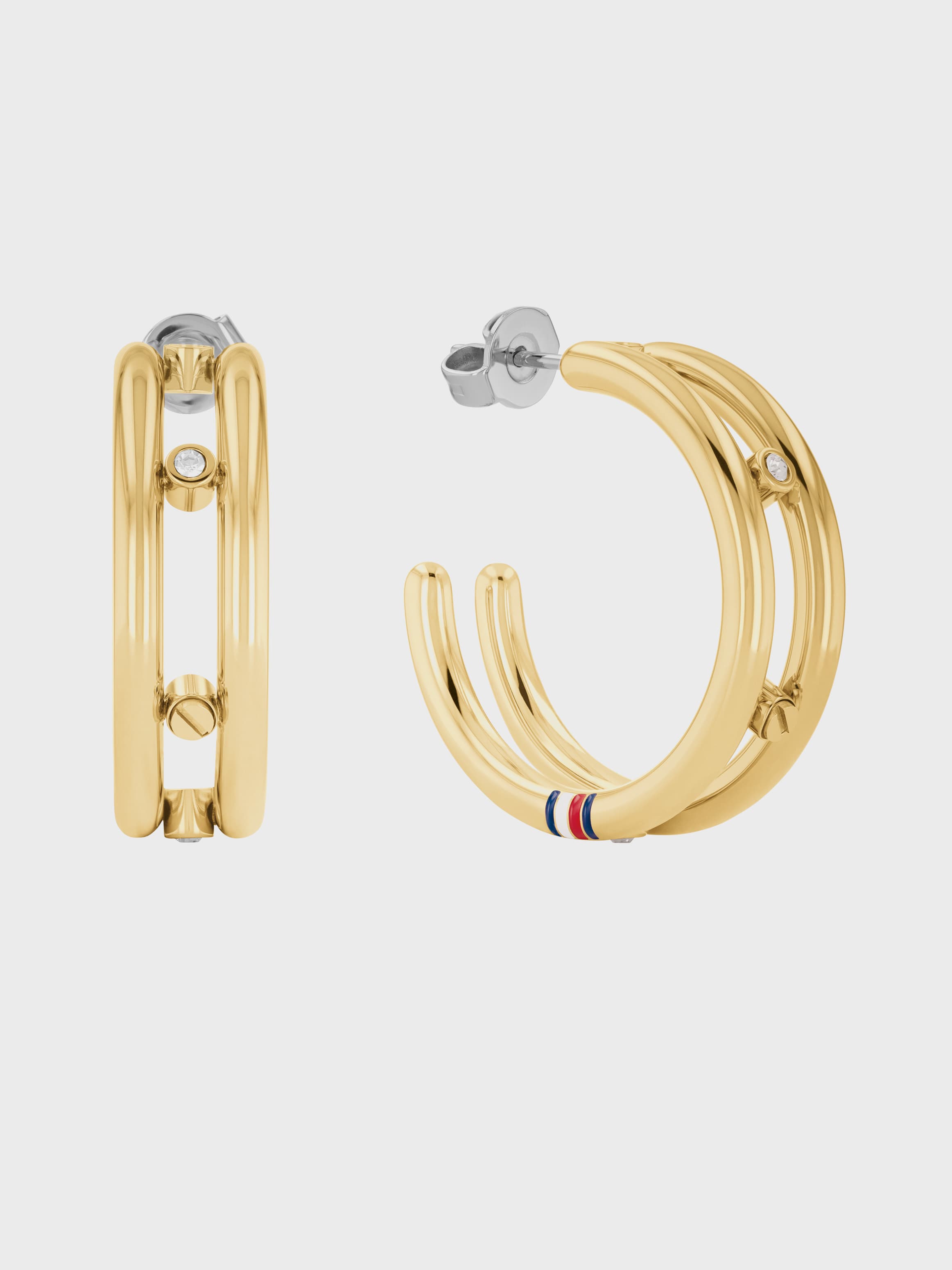 Crystal Detail Gold-Tone Hoop Earrings