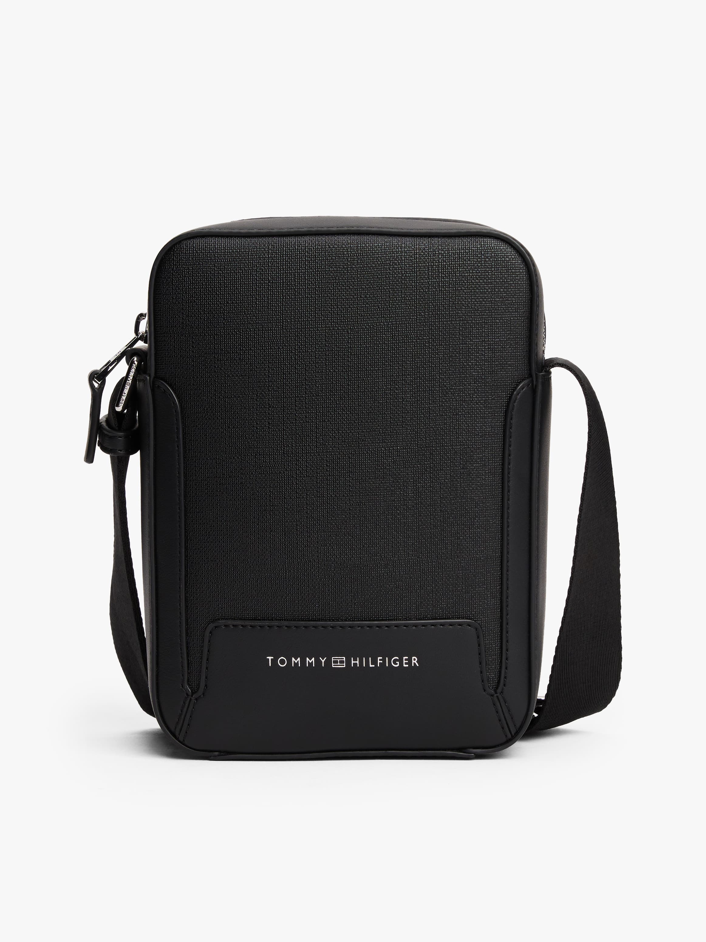 Modern Metallic Logo Crossbody Reporter Bag