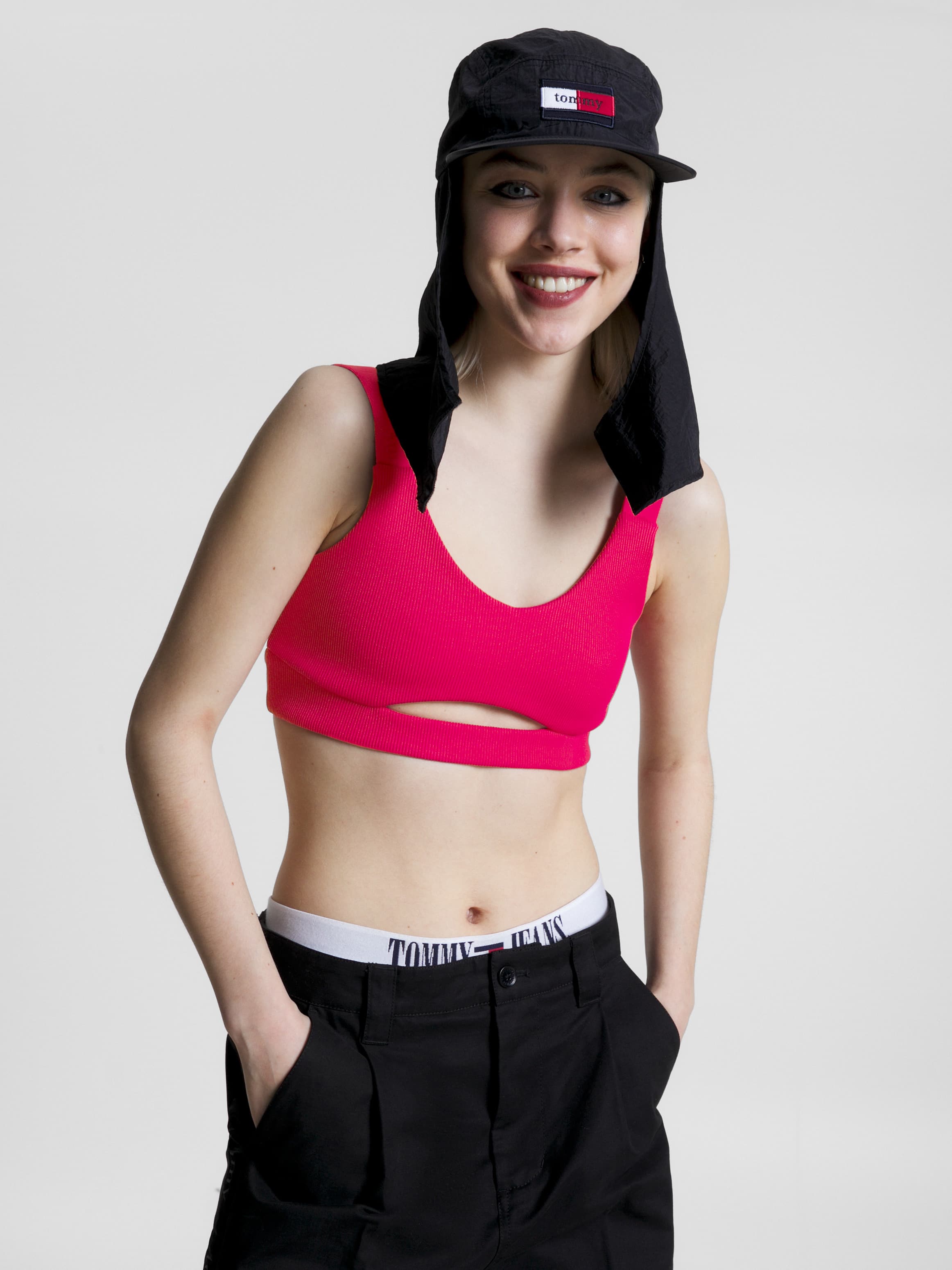 Ribbed Zip-Back Bralette