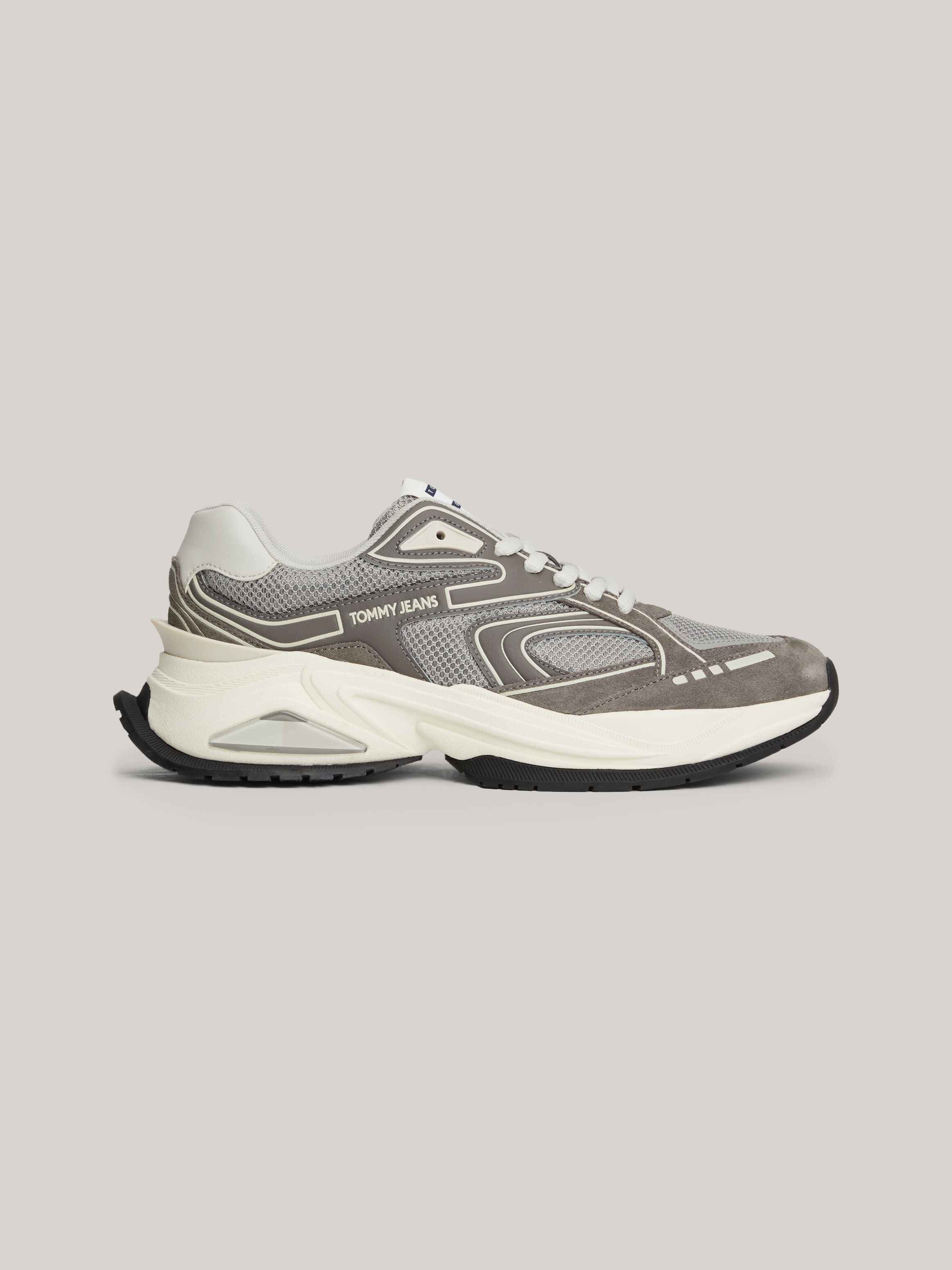 Leather Mesh Panel Runner Trainers