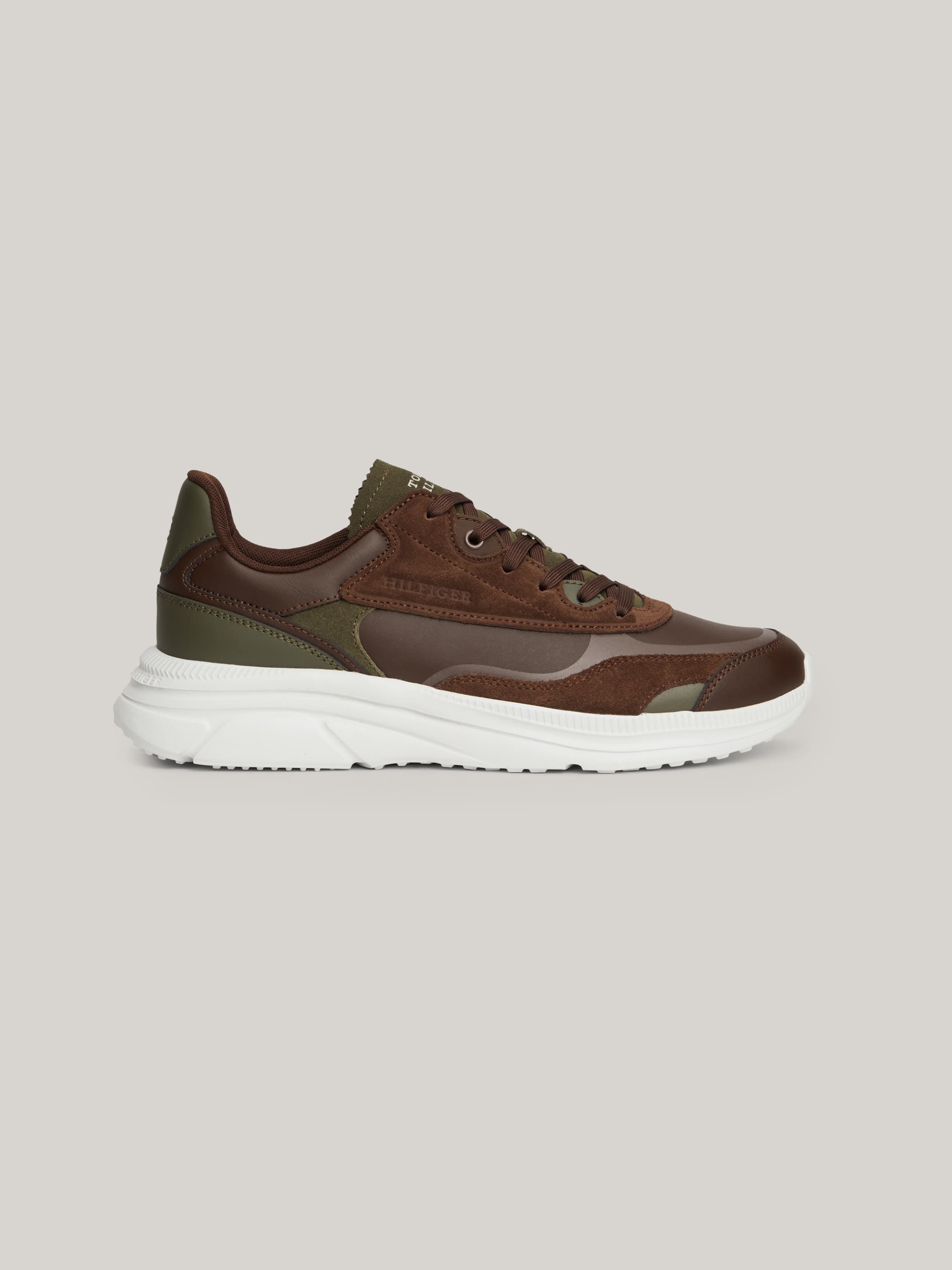 Leather Mixed Texture Runner Trainers