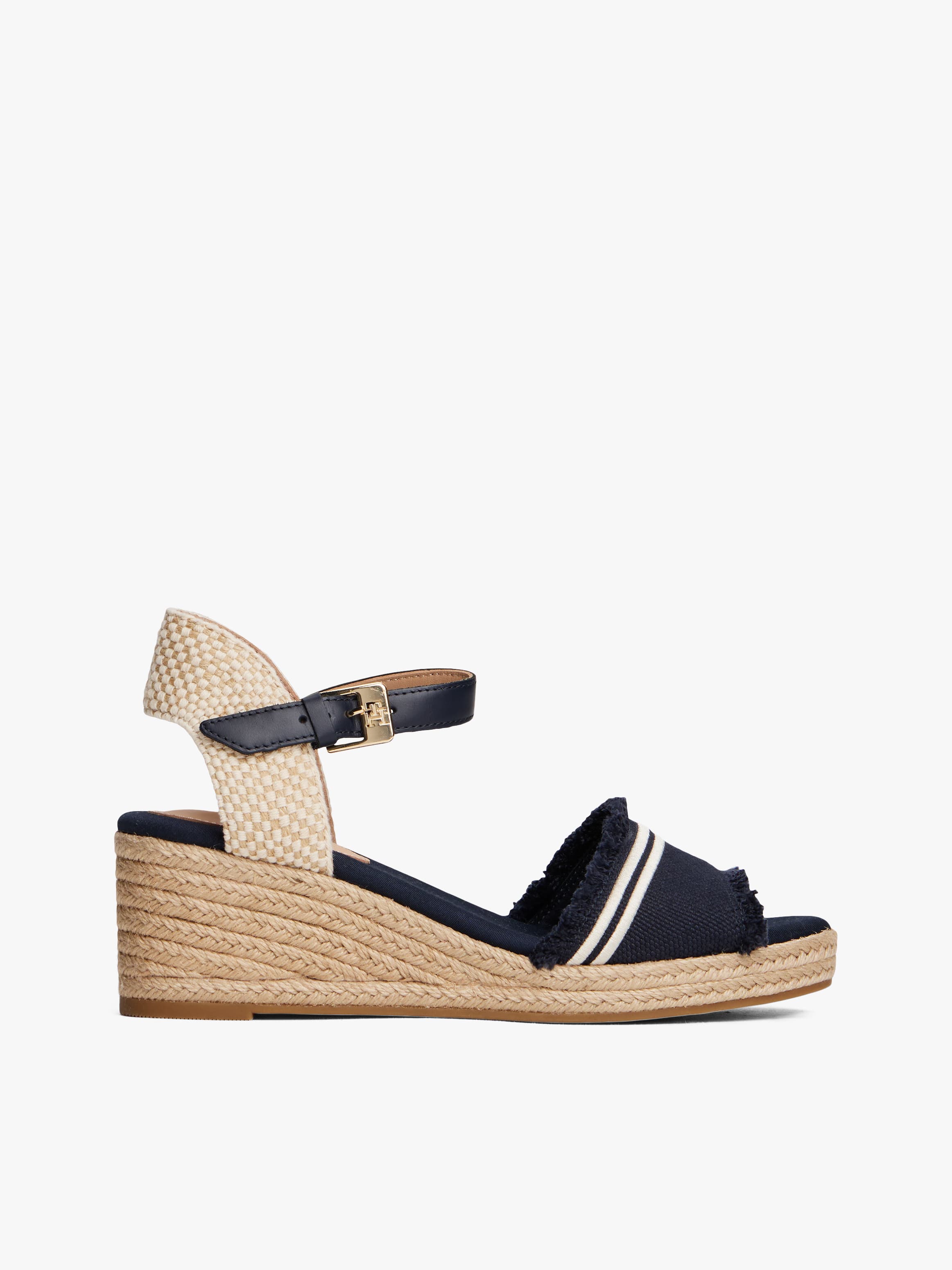 Fringe Canvas Wedge Sandals