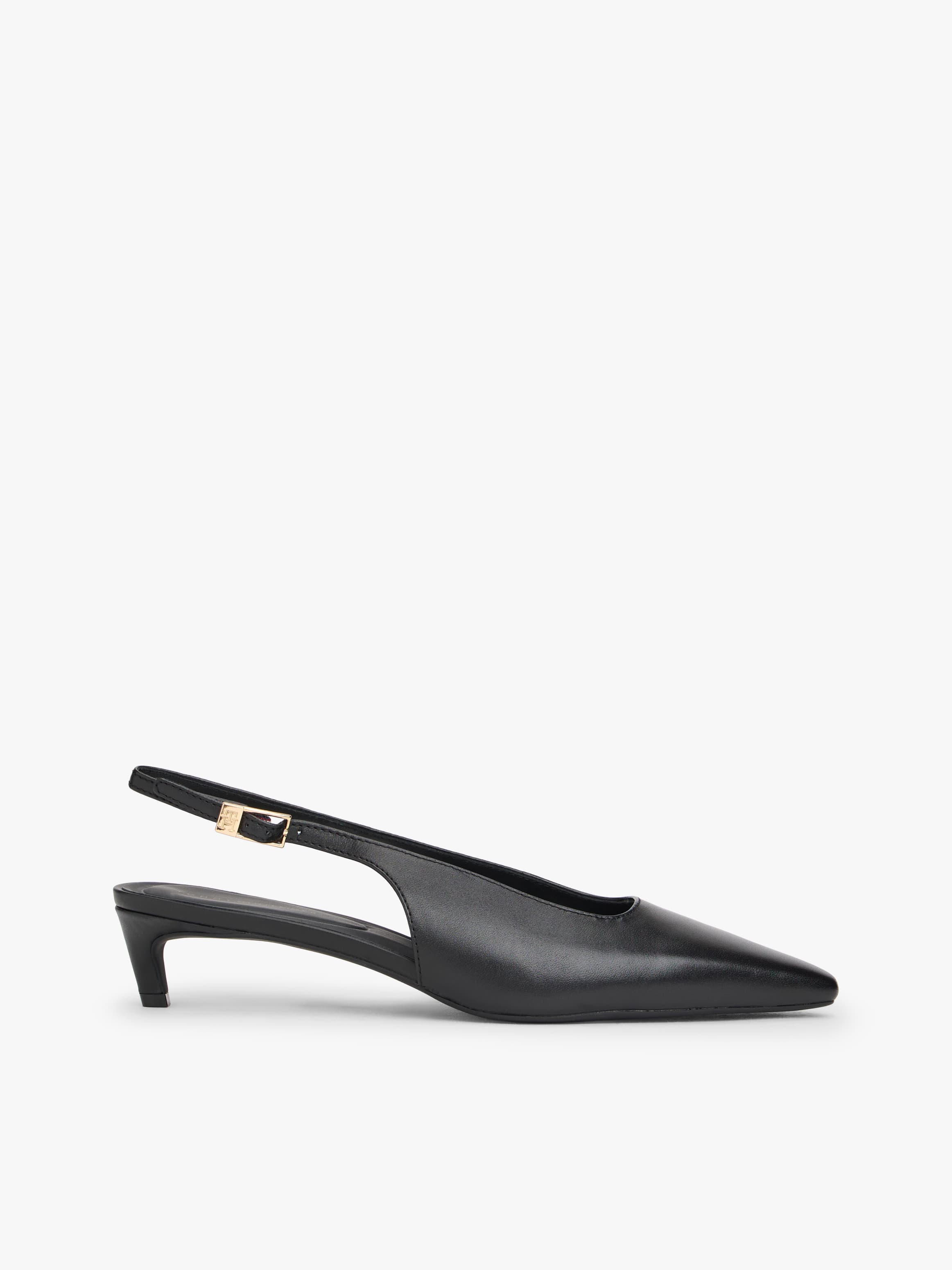 TH Monogram Leather Slingback Kitten Heels Pumps