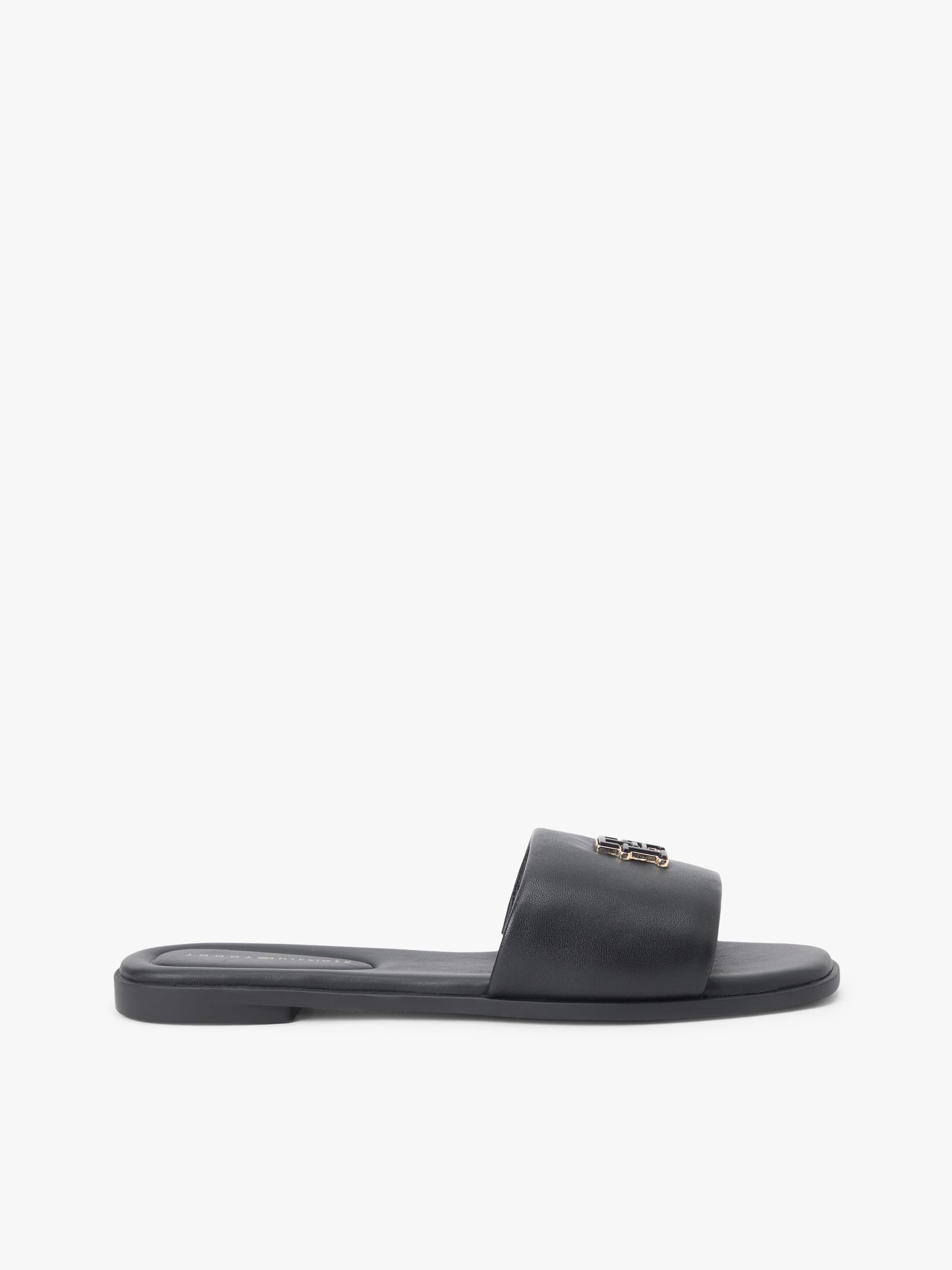 Leather TH Monogram Strap Mules