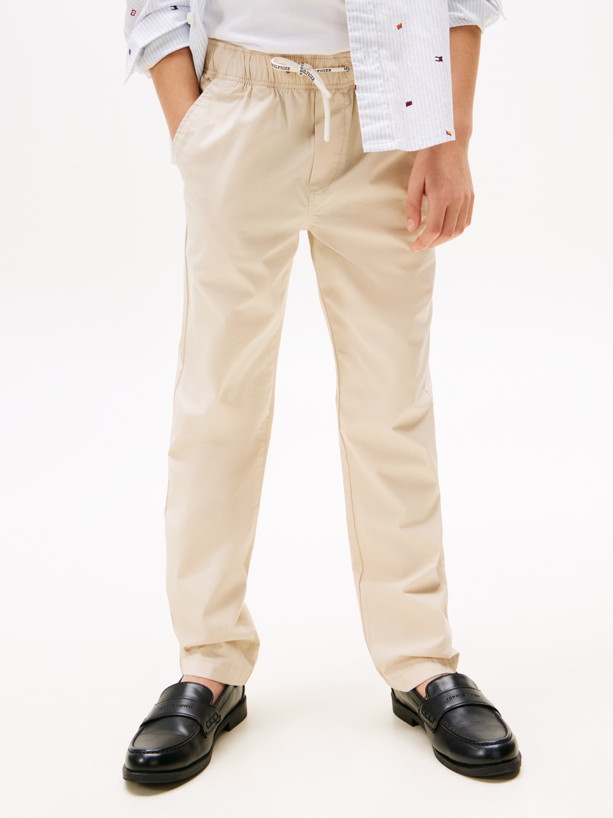 Relaxed Pull On Stretch Poplin Trousers