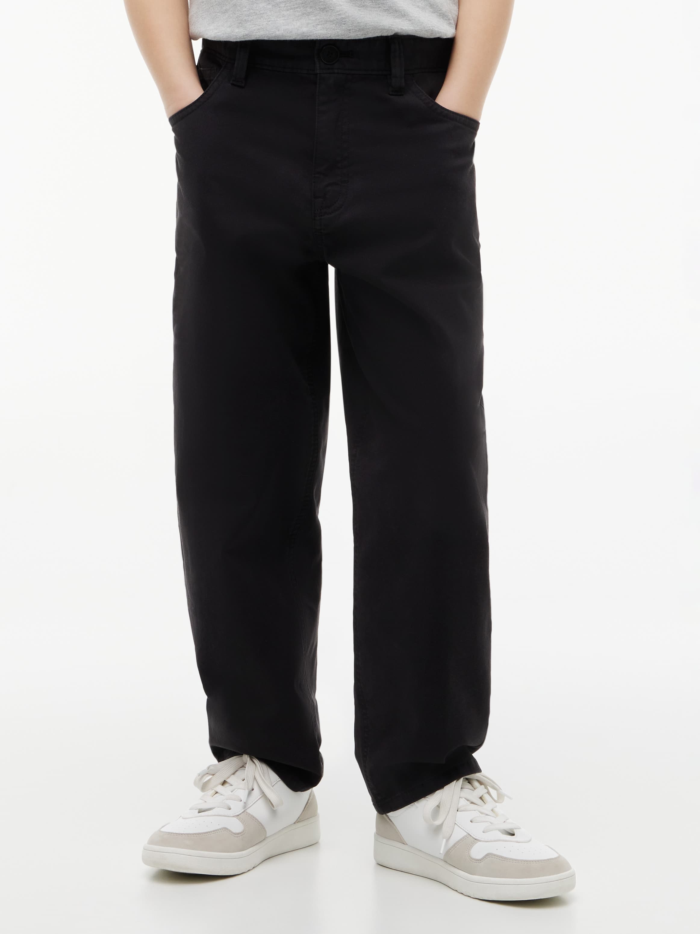 Herringbone Barrel Leg Twill Trousers