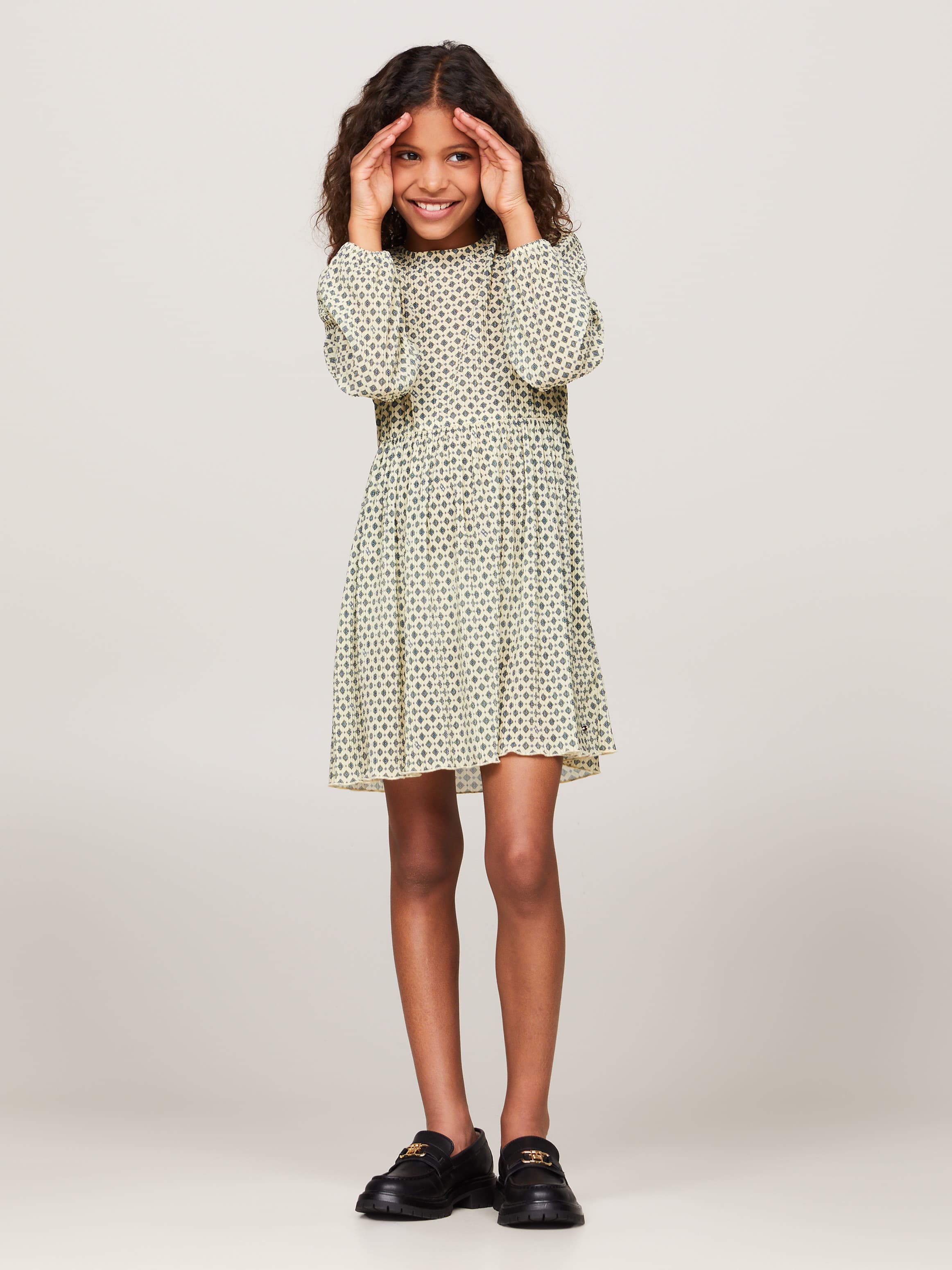 Foulard Fit and Flare Long Sleeve Dress