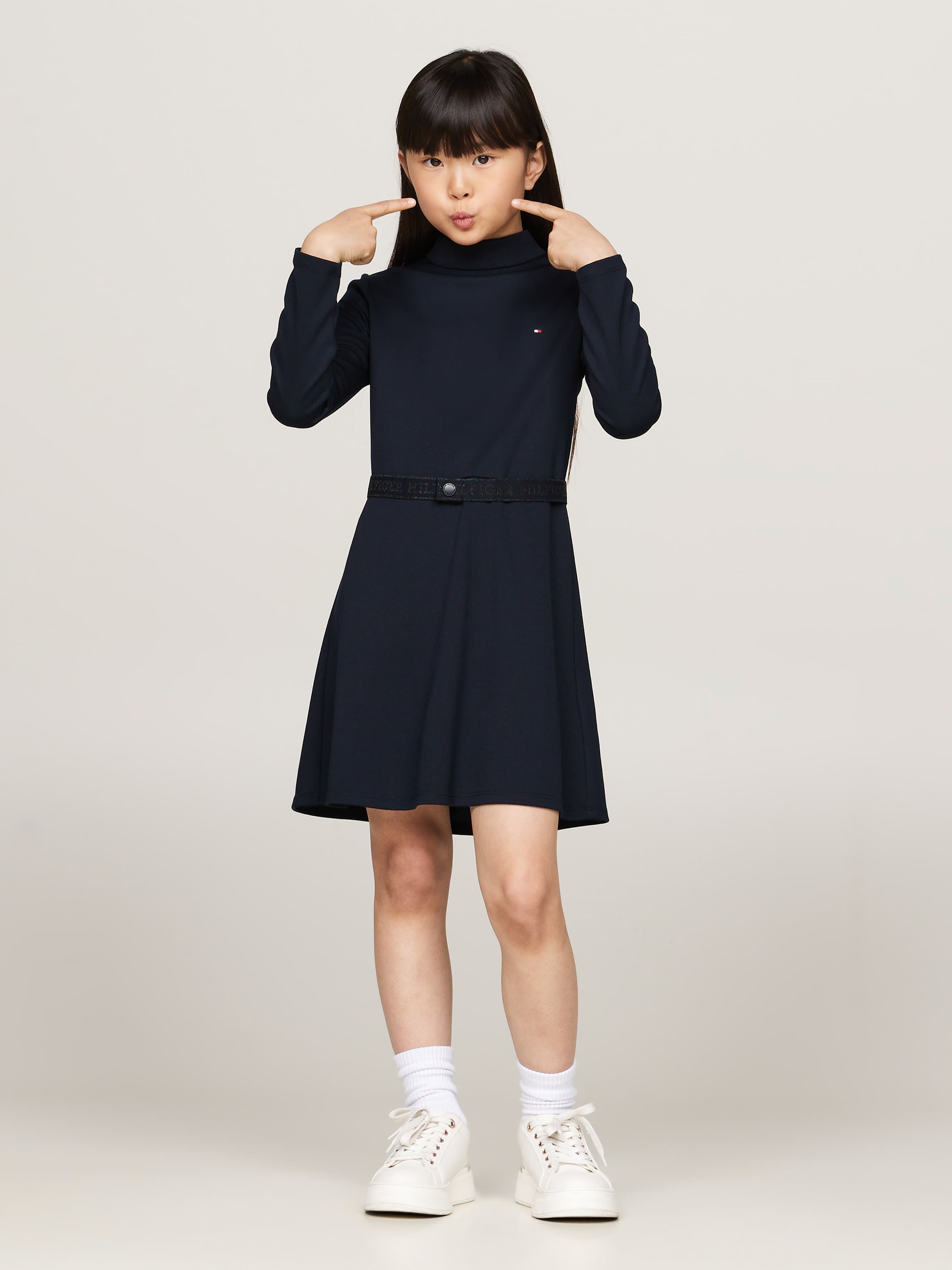 Belted Long Sleeve Extra Slim Dress