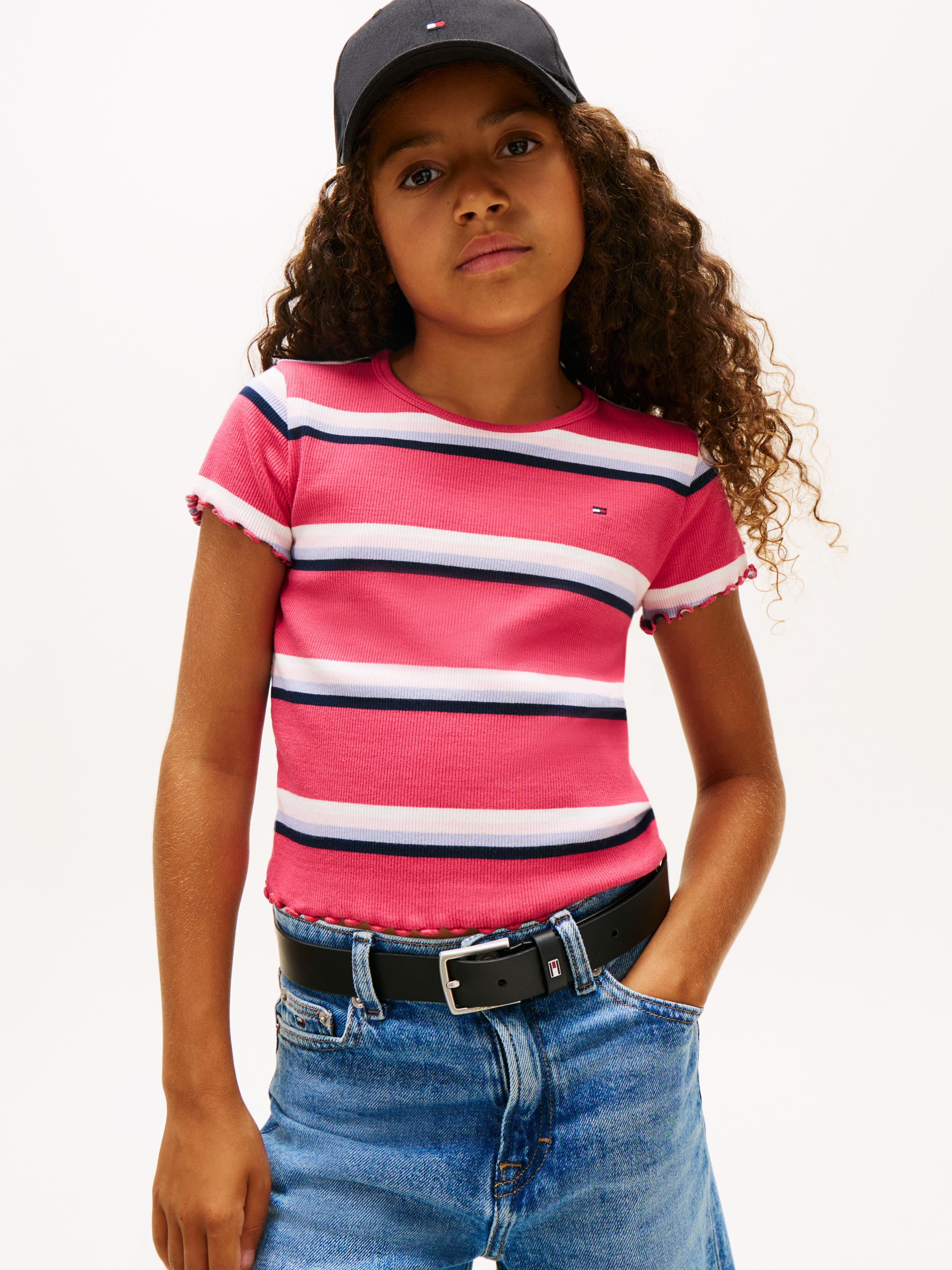 Essential Ruffle Slim Ribbed Top