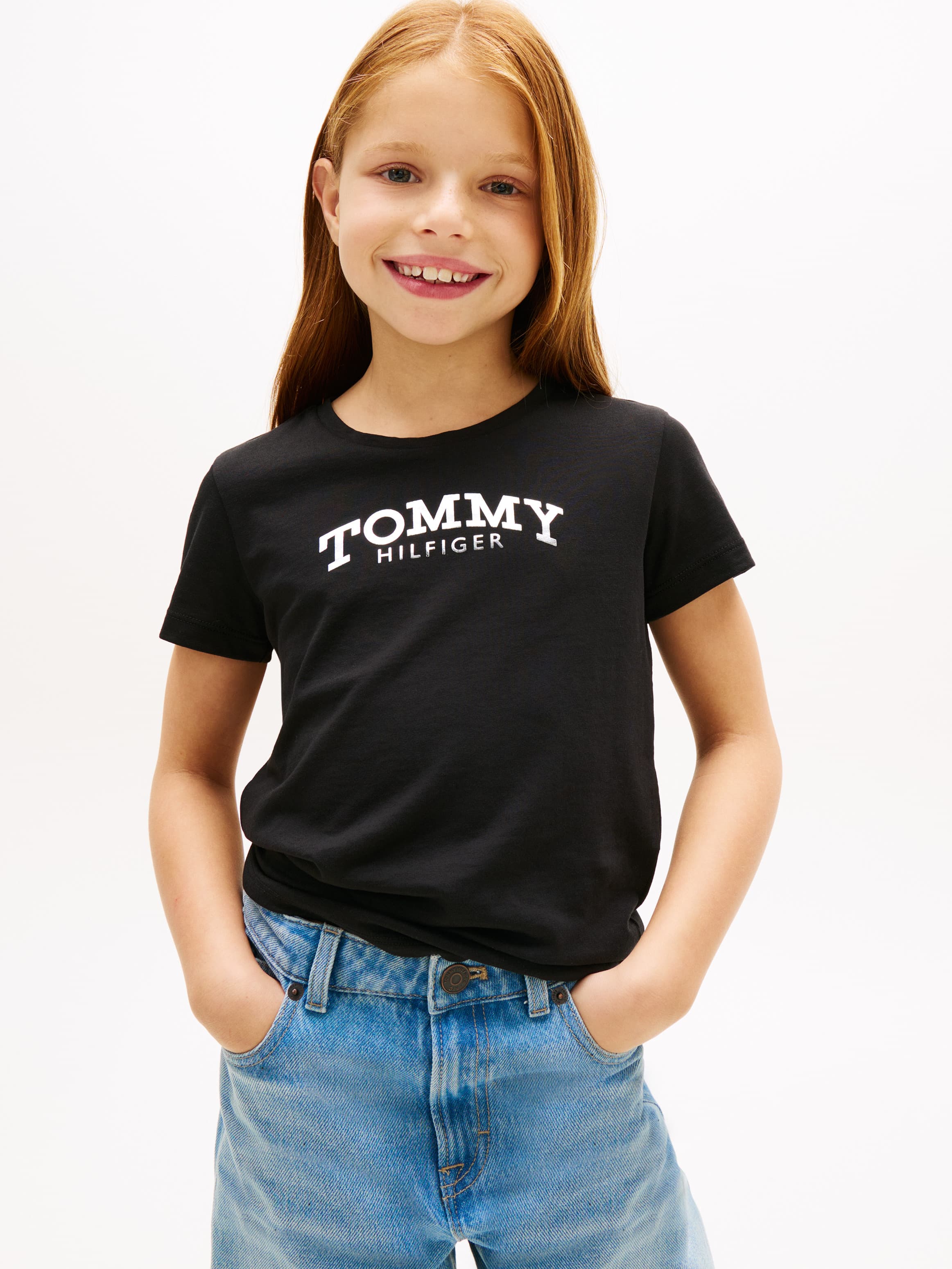 Metallic Logo Slim Crew Neck T-Shirt