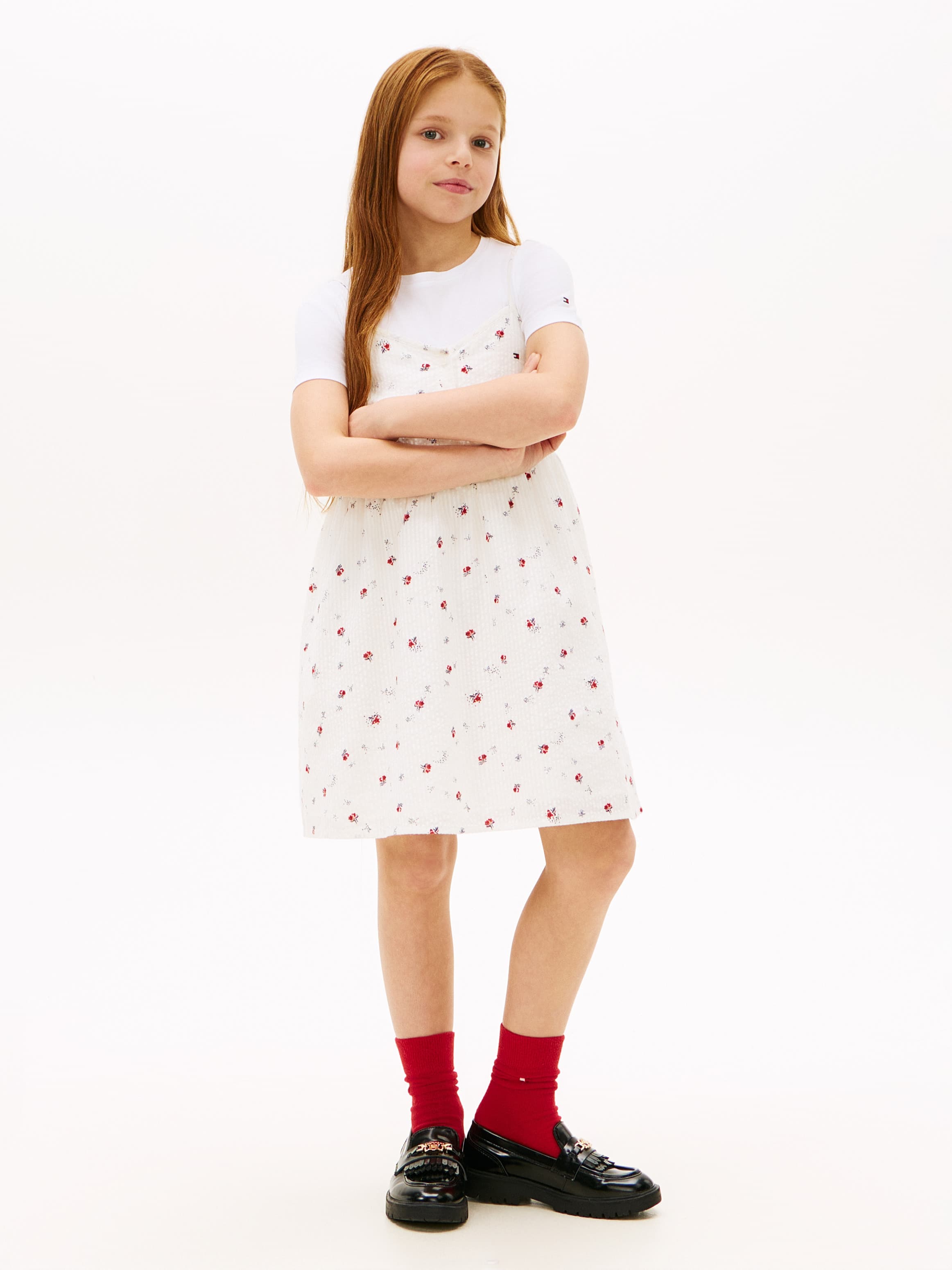 2-In-1 Floral Seersucker T-Shirt Dress