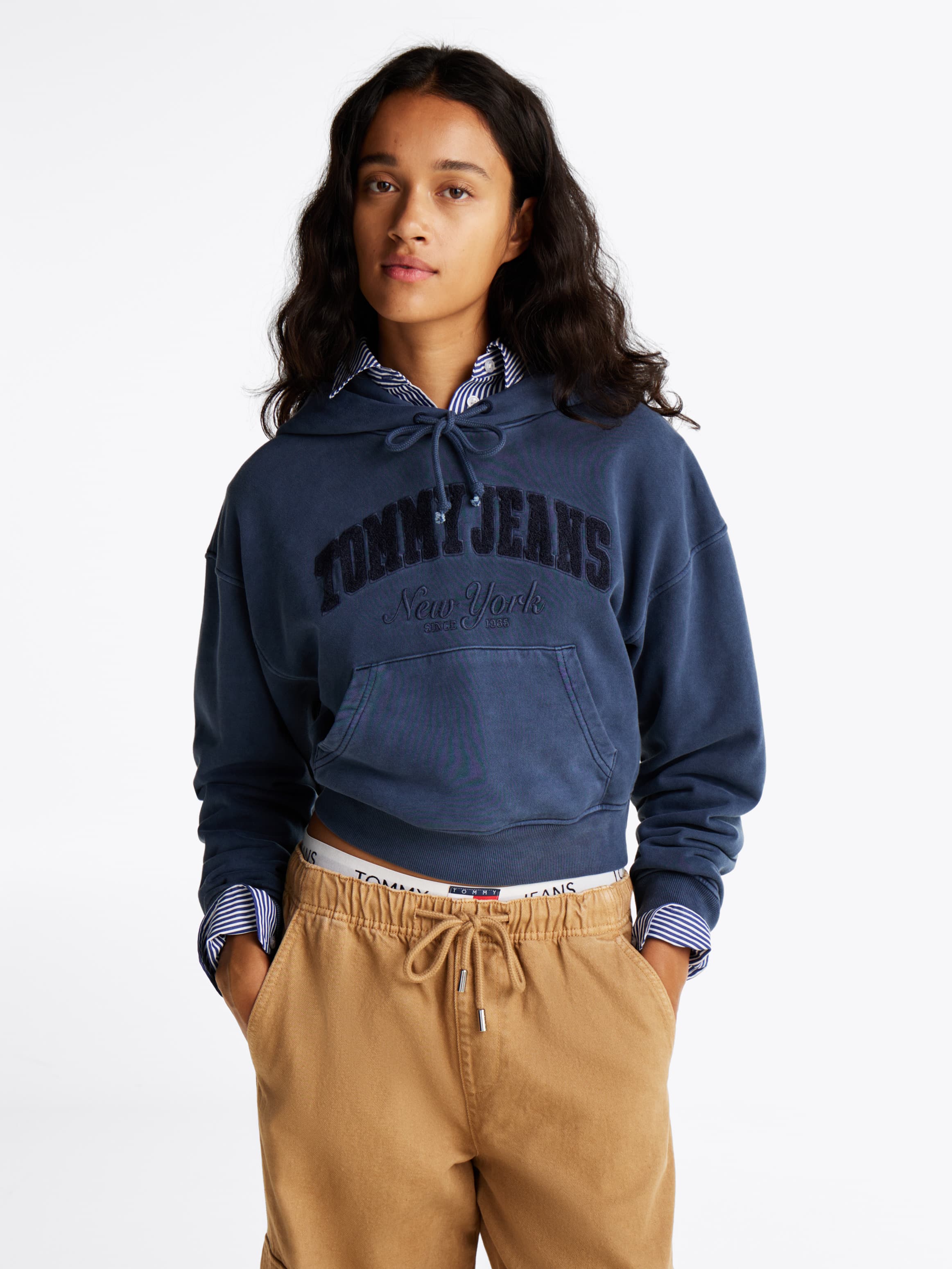 Boxy Garment-Dyed Cropped Hoody