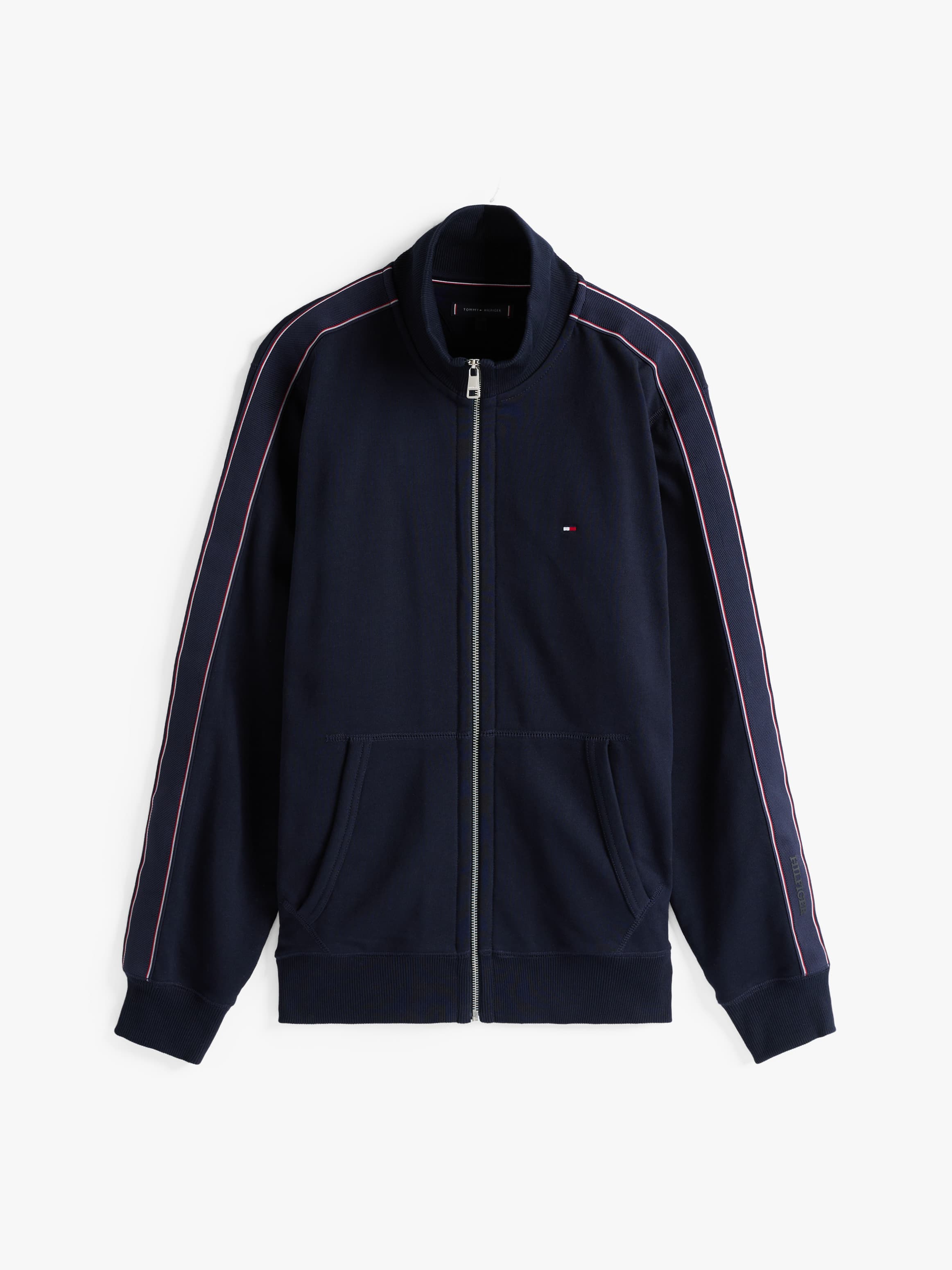 Contrast Tape Zip-Thru Sweatshirt