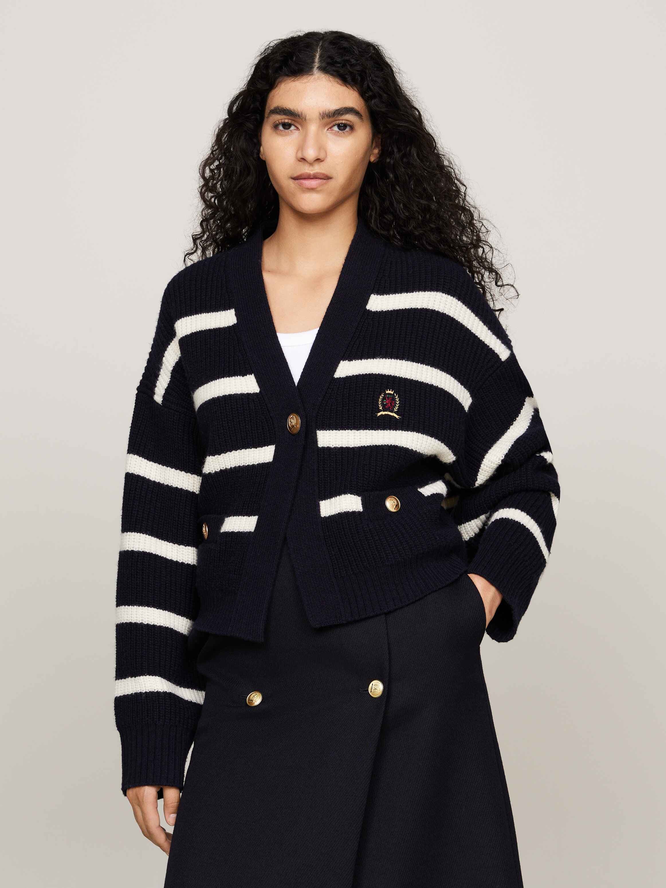 Crest Breton Stripe Pure Wool Cardigan