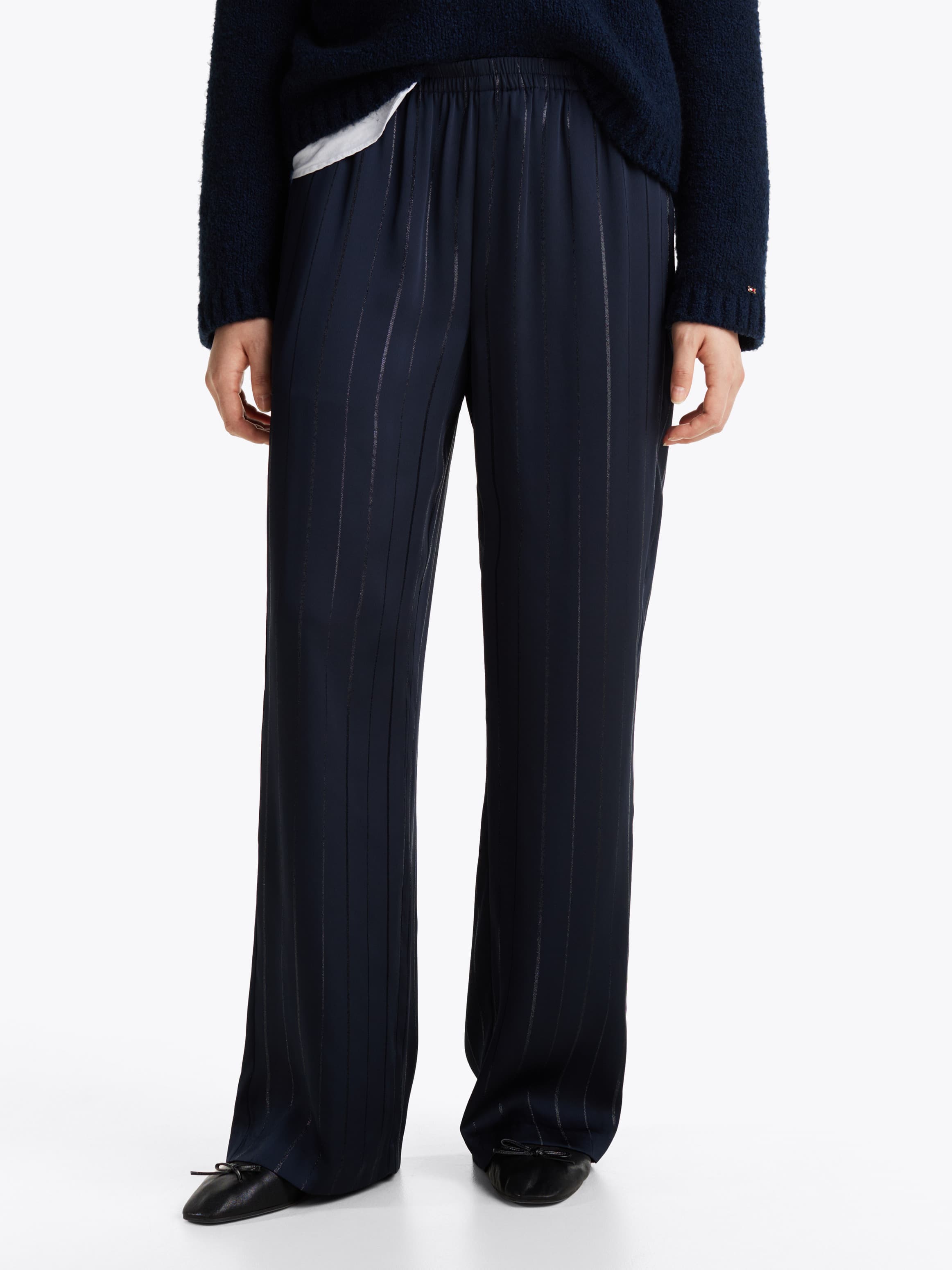 Relaxed Fit Metallic Stripe Trousers