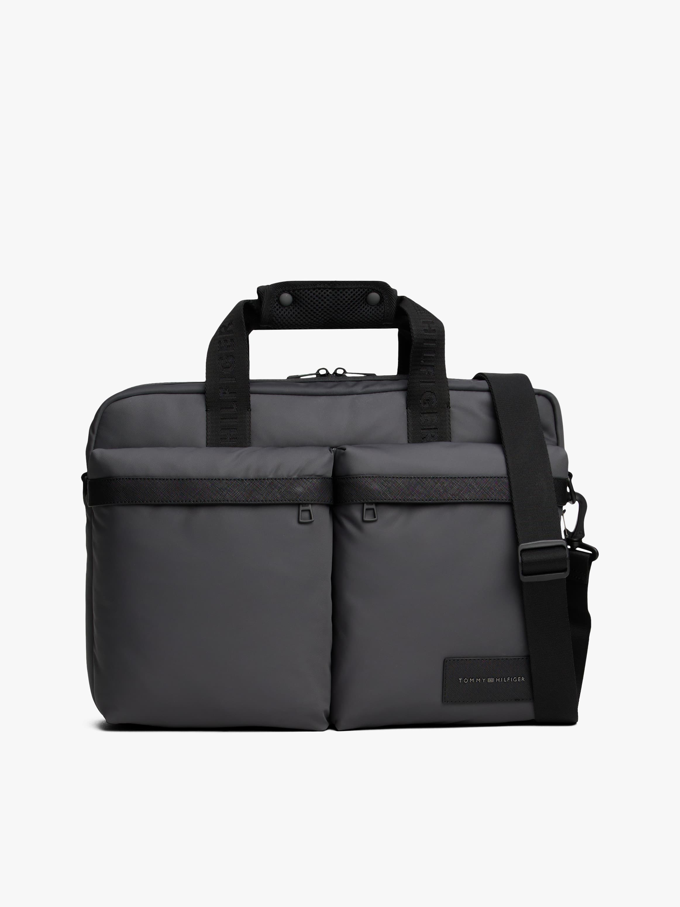 Textile Logo Patch Pocket Laptop Bag