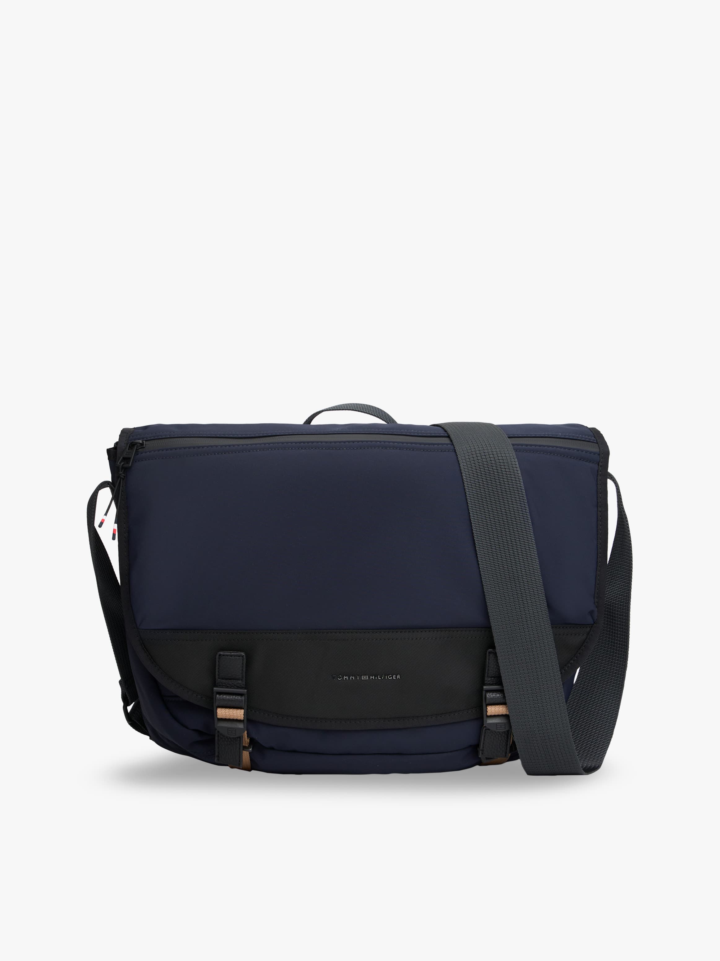 Textile Logo Flap Messenger Bag