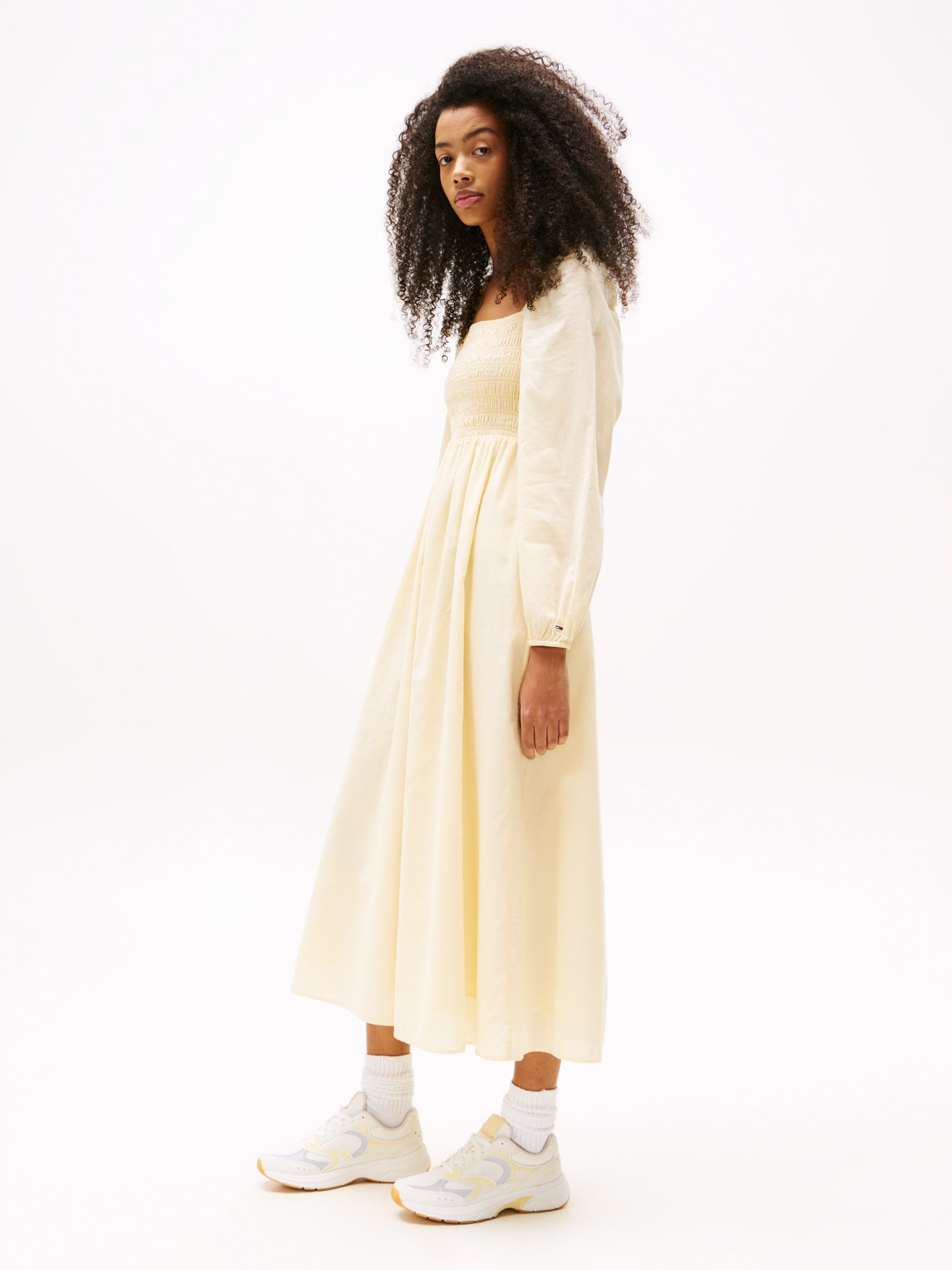 Voile Square Neck Midi Dress