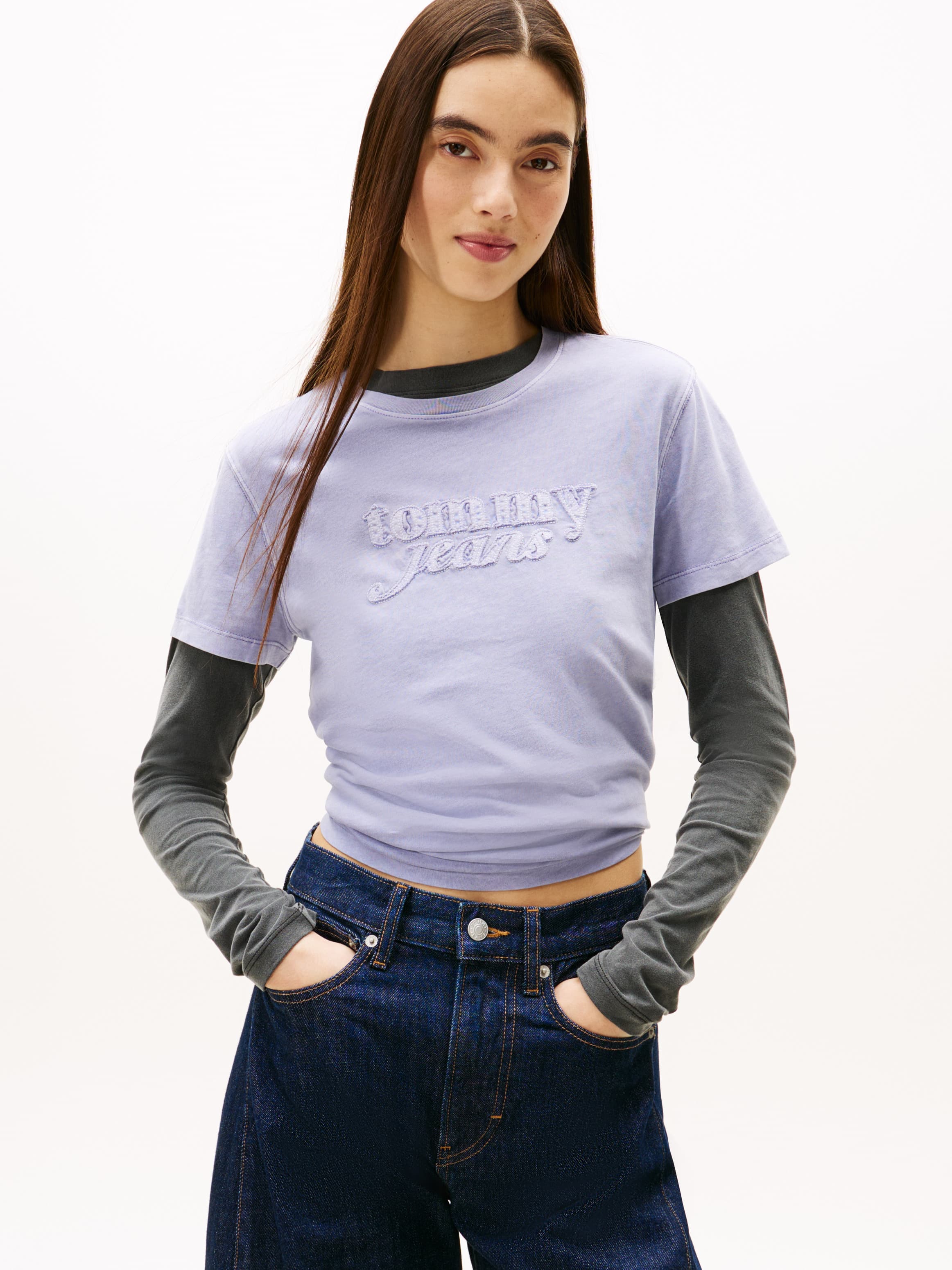 Tommy Jeans Regular Garment Dyed Script Short Sleeve T-Shirt