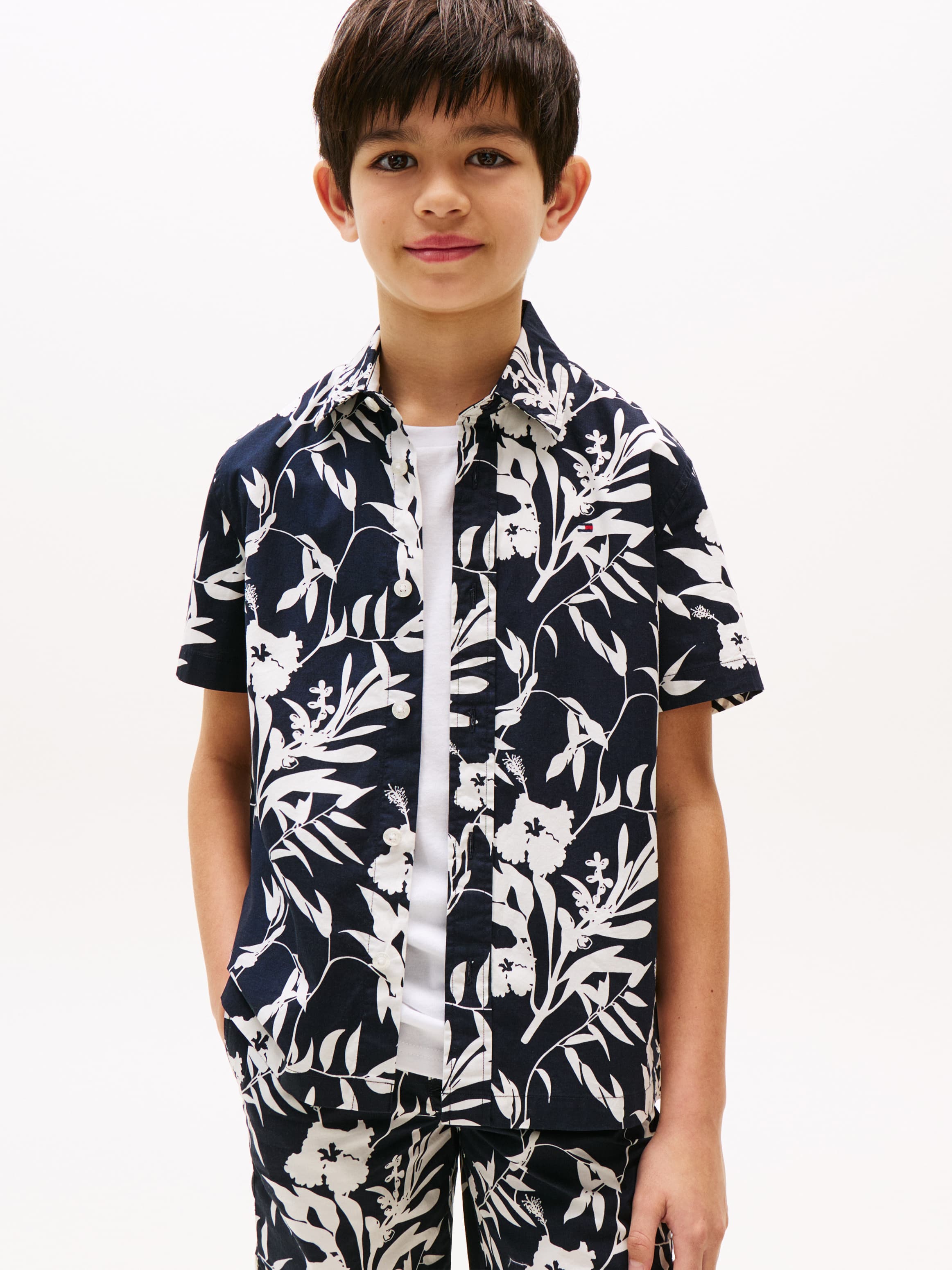 Floral Print Poplin Short Sleeve Shirt