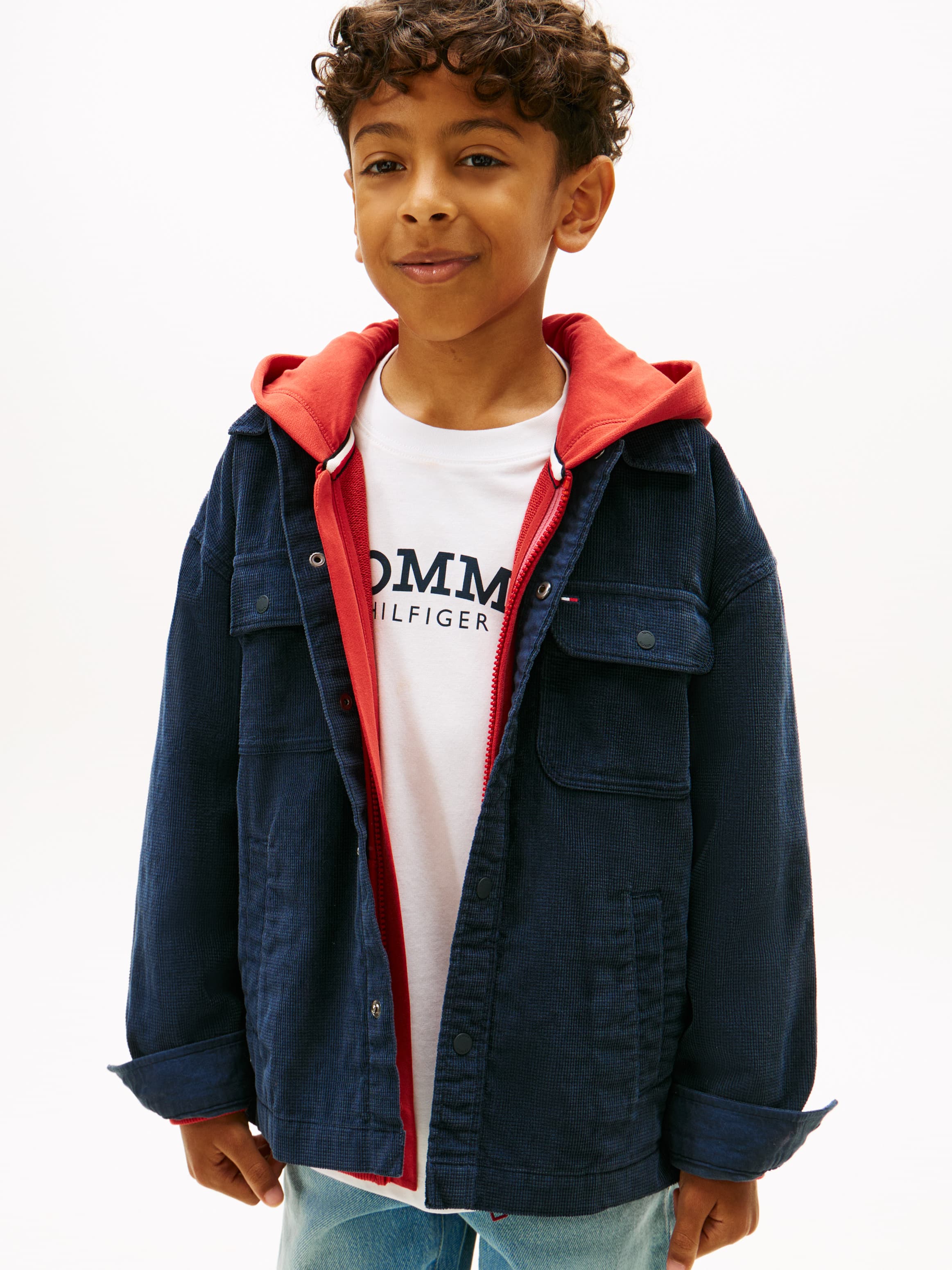 Oversized Fit Back Logo Appliqué Corduroy Shirt