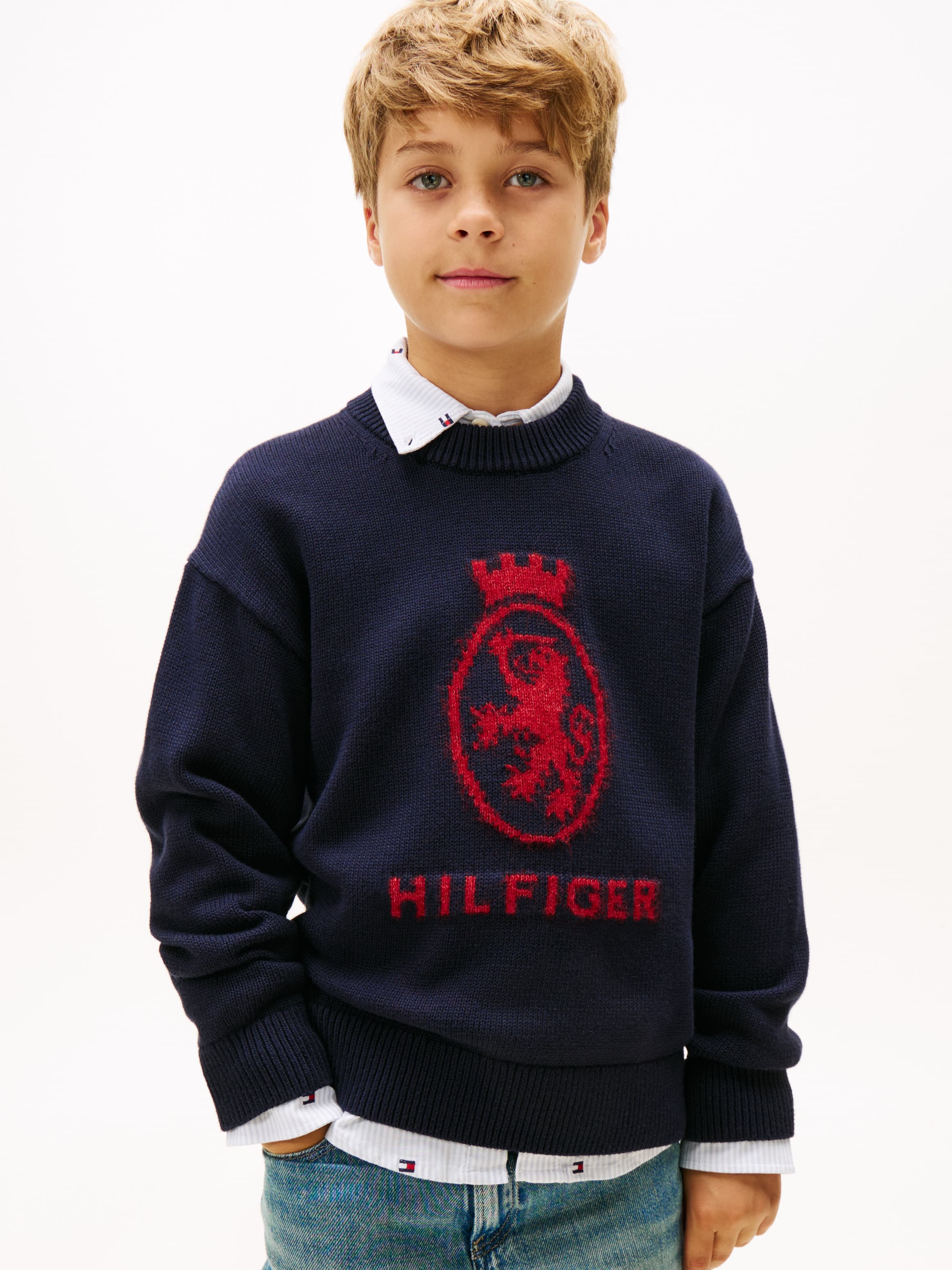 TH Crest Intarsia Crew Neck Jumper
