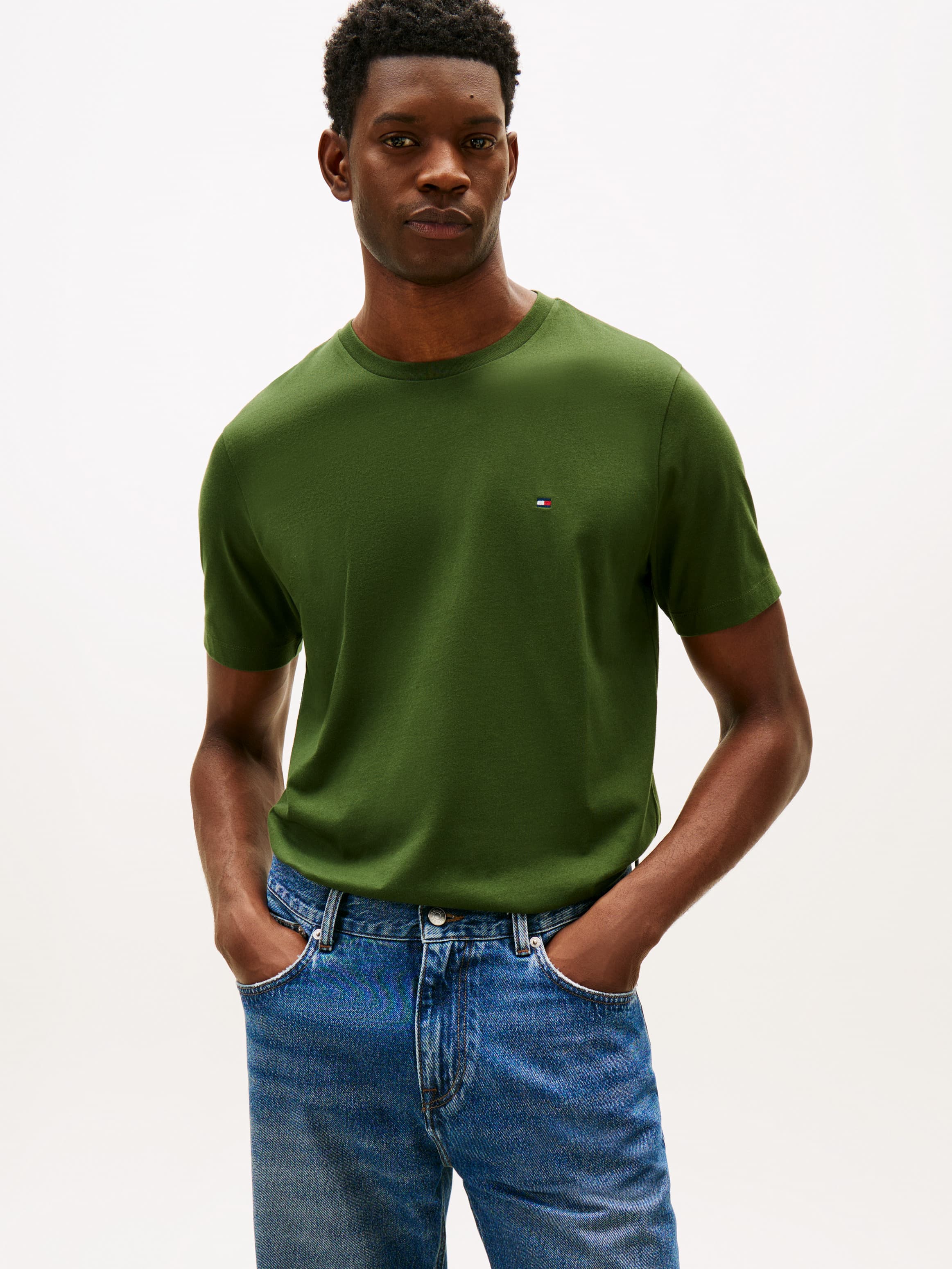 Flag Embroidery Crew Neck T-Shirt