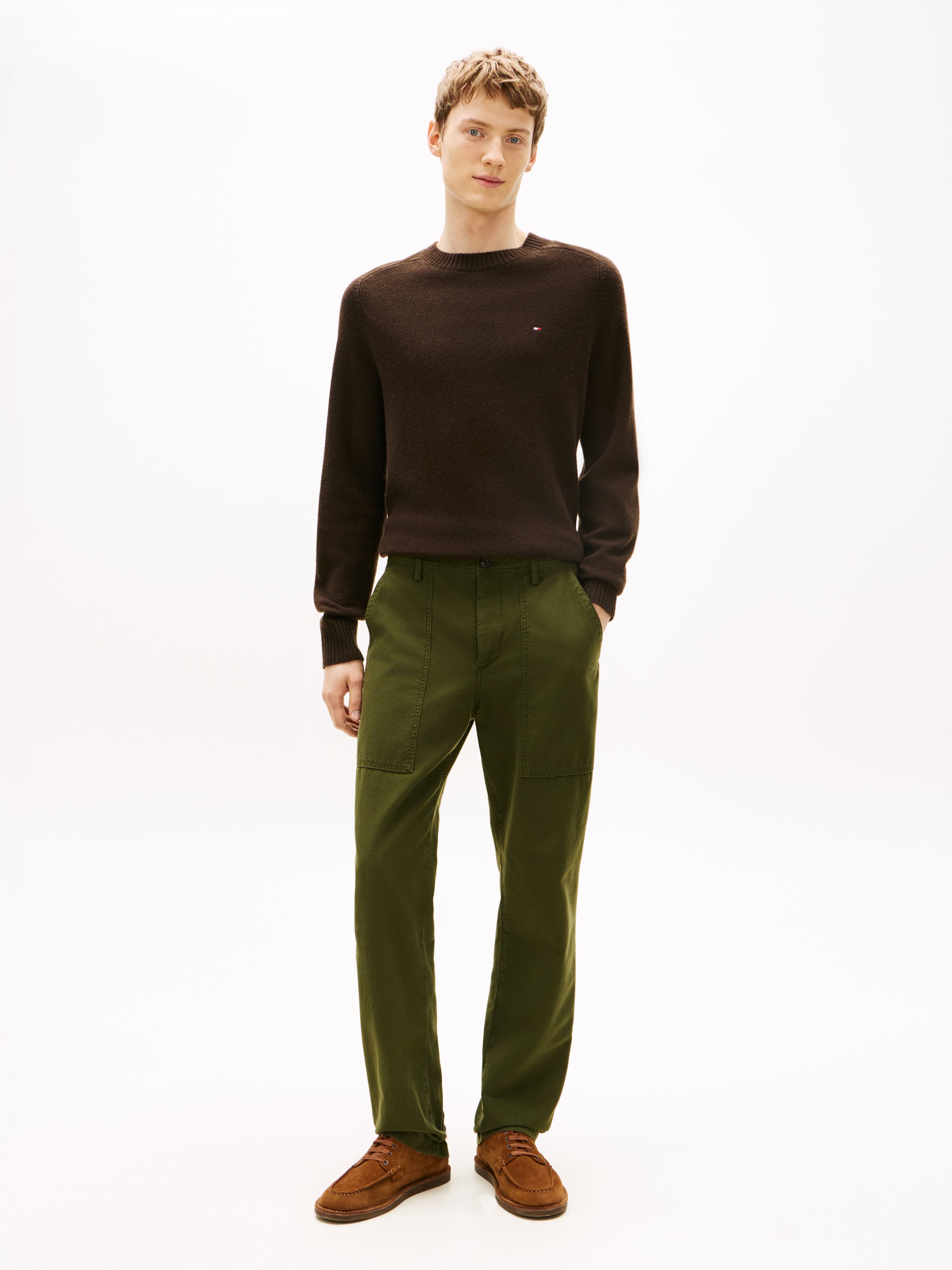 Washed Textured Sateen Utility Trousers