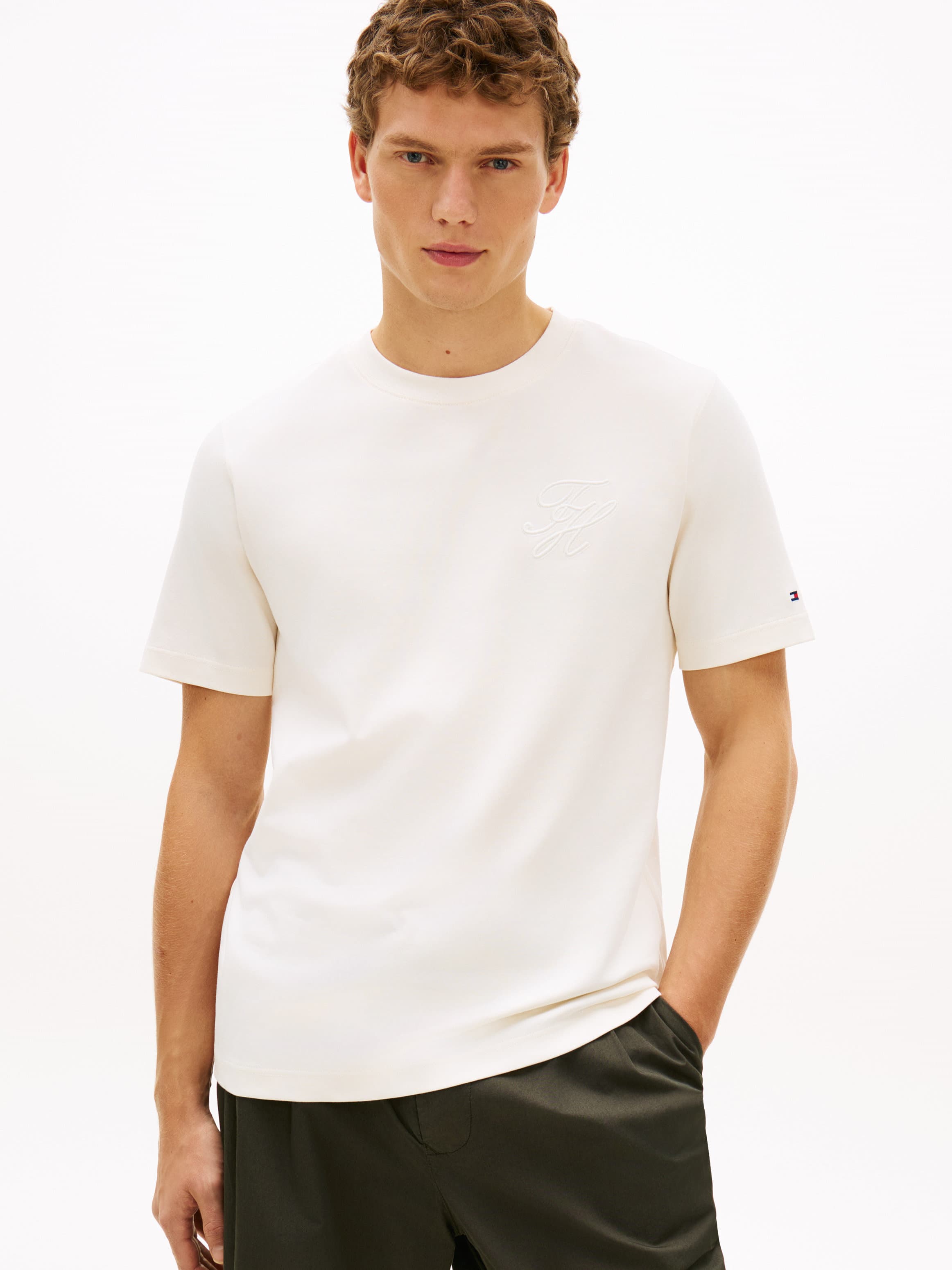 Tonal Logo Embroidery Crew Neck T-Shirt