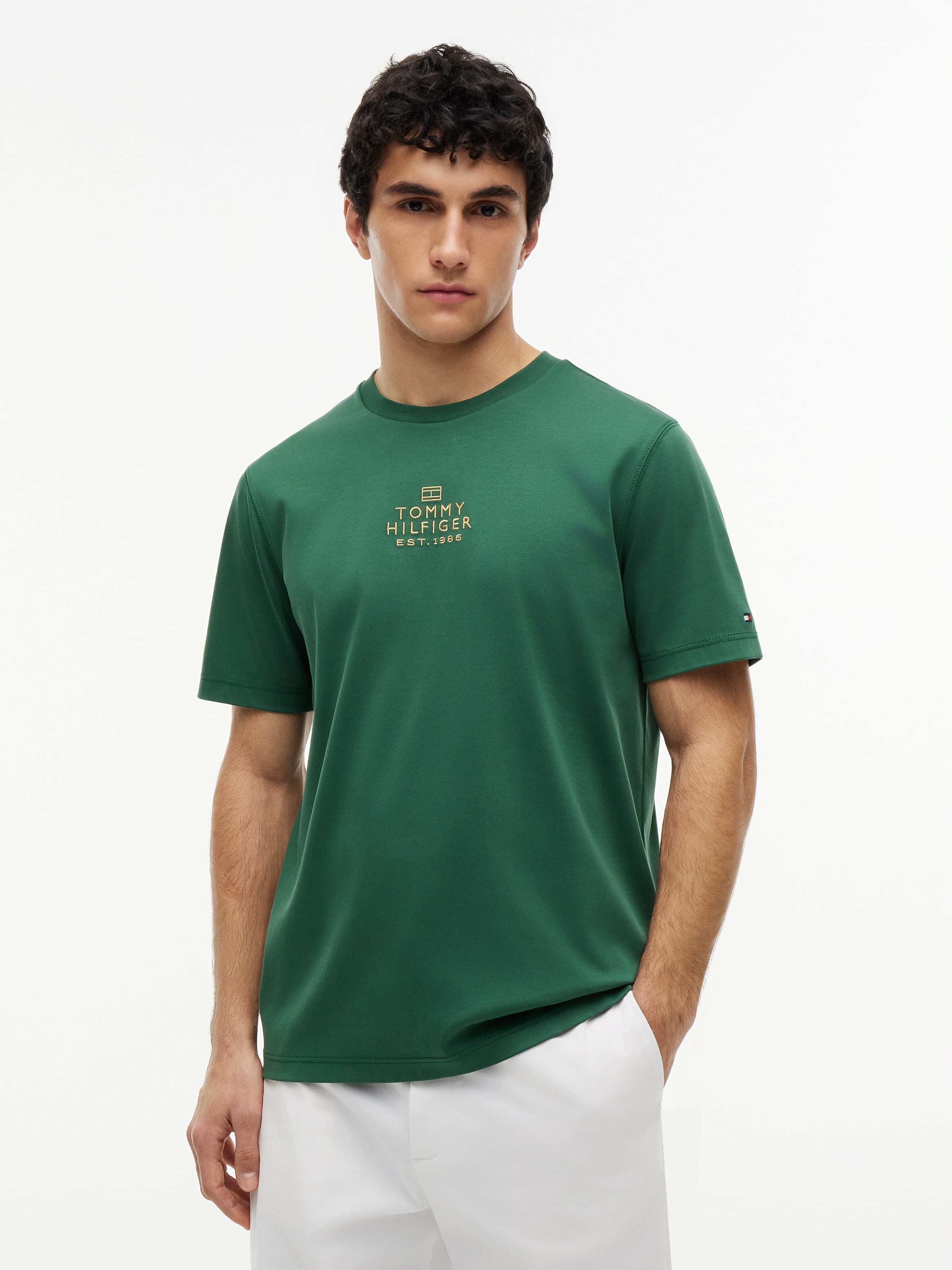 Tonal Logo Embroidery Interlock Knit T-Shirt